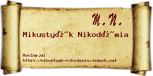 Mikustyák Nikodémia névjegykártya